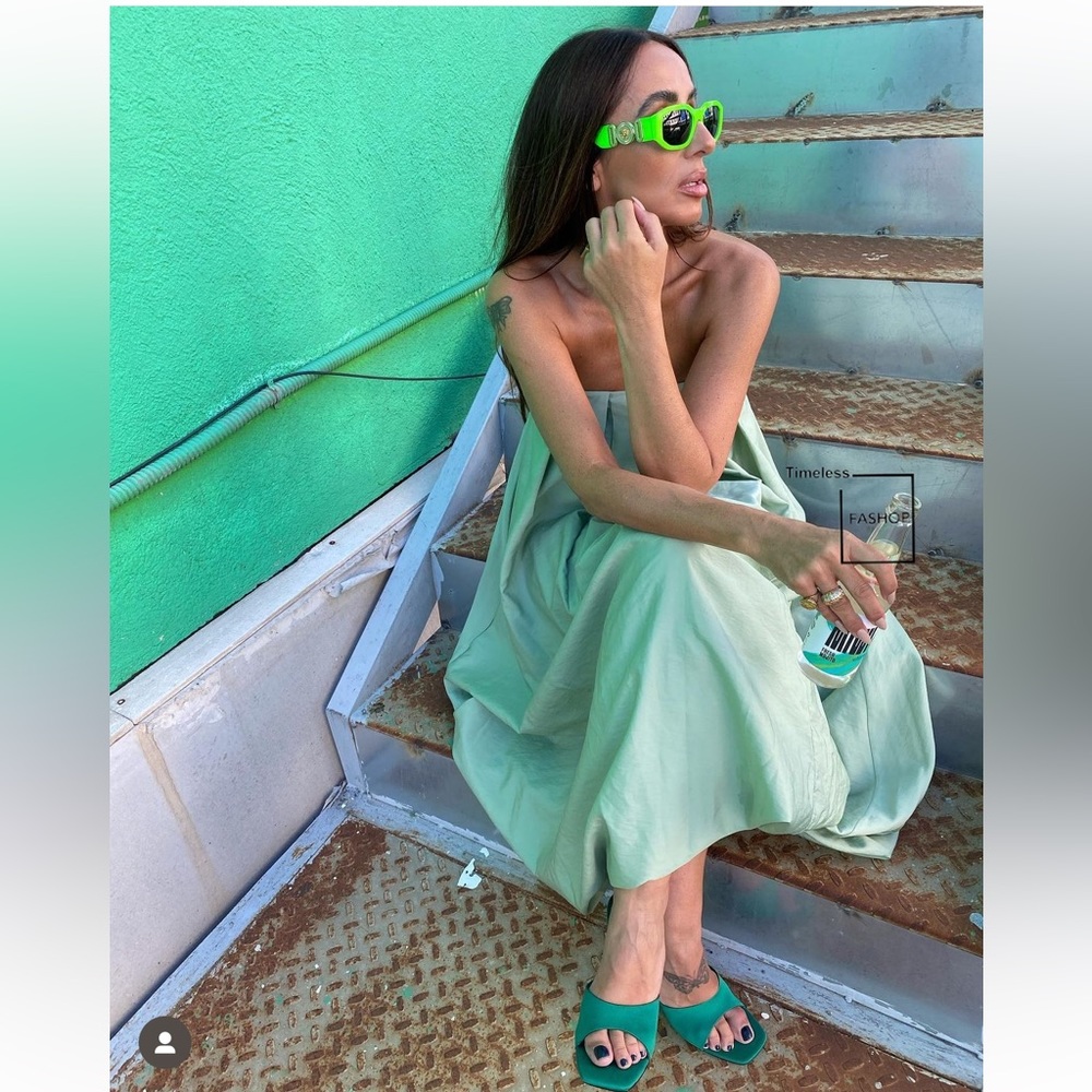 ZARA HEELED METHACRYLATE SANDALS GREEN